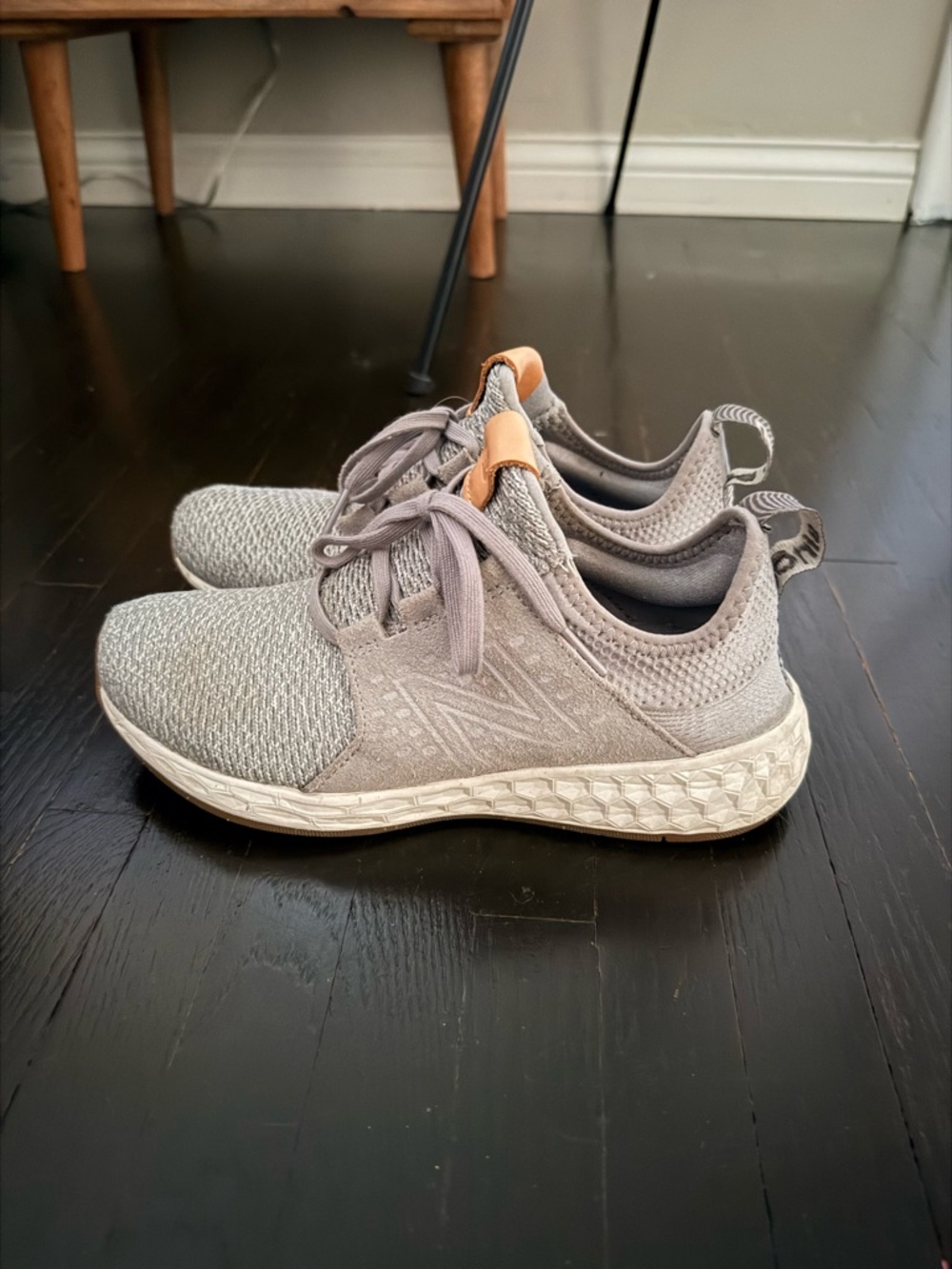 New Balance Light Gray and Tan Athletic Sneakers